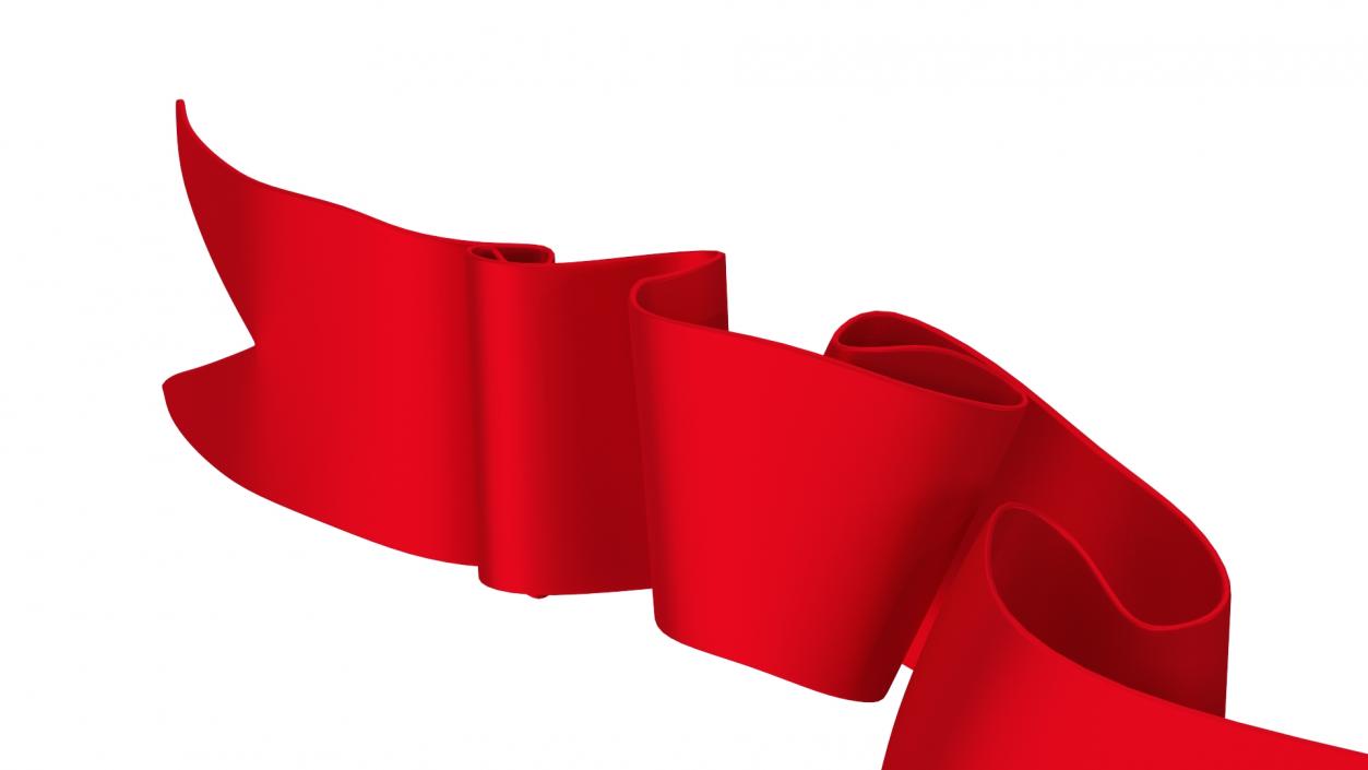 3D Red Ribbon Curved Stripe Banner