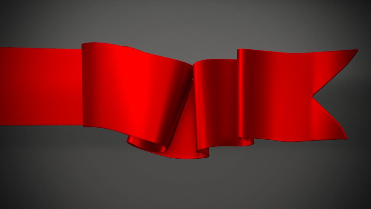 3D Red Ribbon Curved Stripe Banner