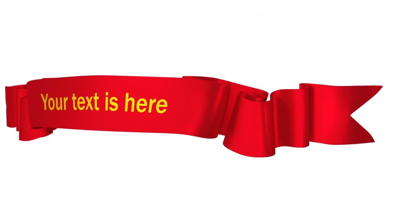 3D Red Ribbon Curved Stripe Banner