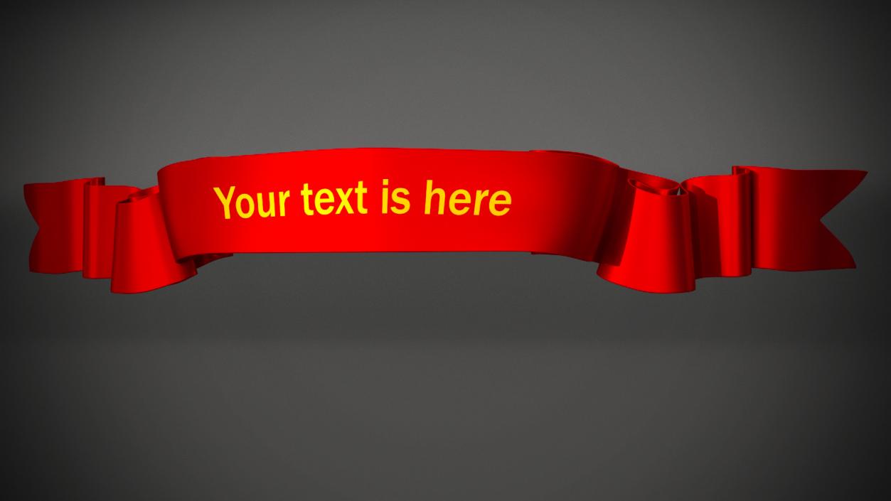 3D Red Ribbon Curved Stripe Banner