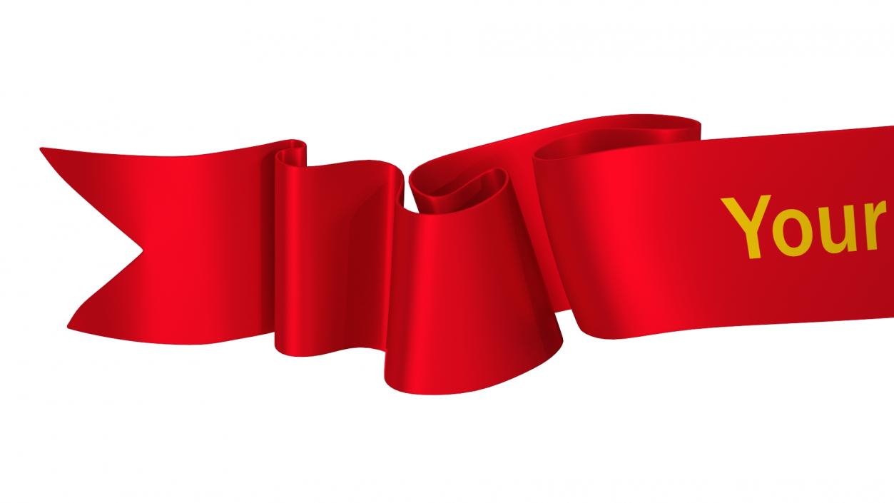 3D Red Ribbon Curved Stripe Banner