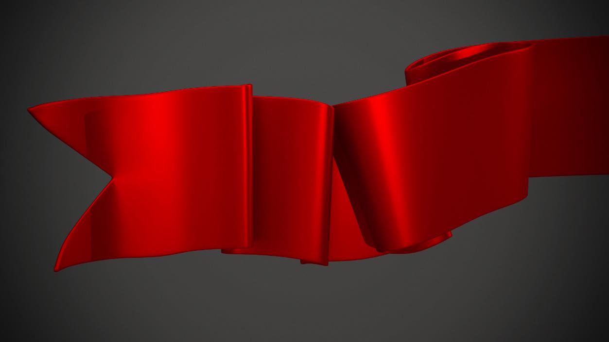 3D Red Ribbon Curved Stripe Banner