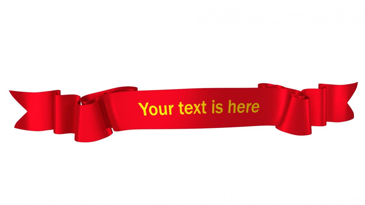 3D Red Ribbon Curved Stripe Banner