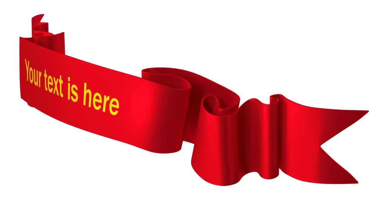 3D Red Ribbon Curved Stripe Banner