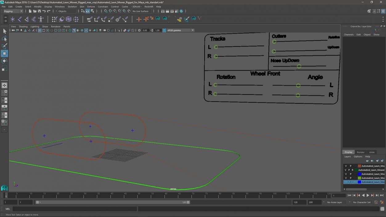 3D Automated Lawn Mower Rigged for Maya