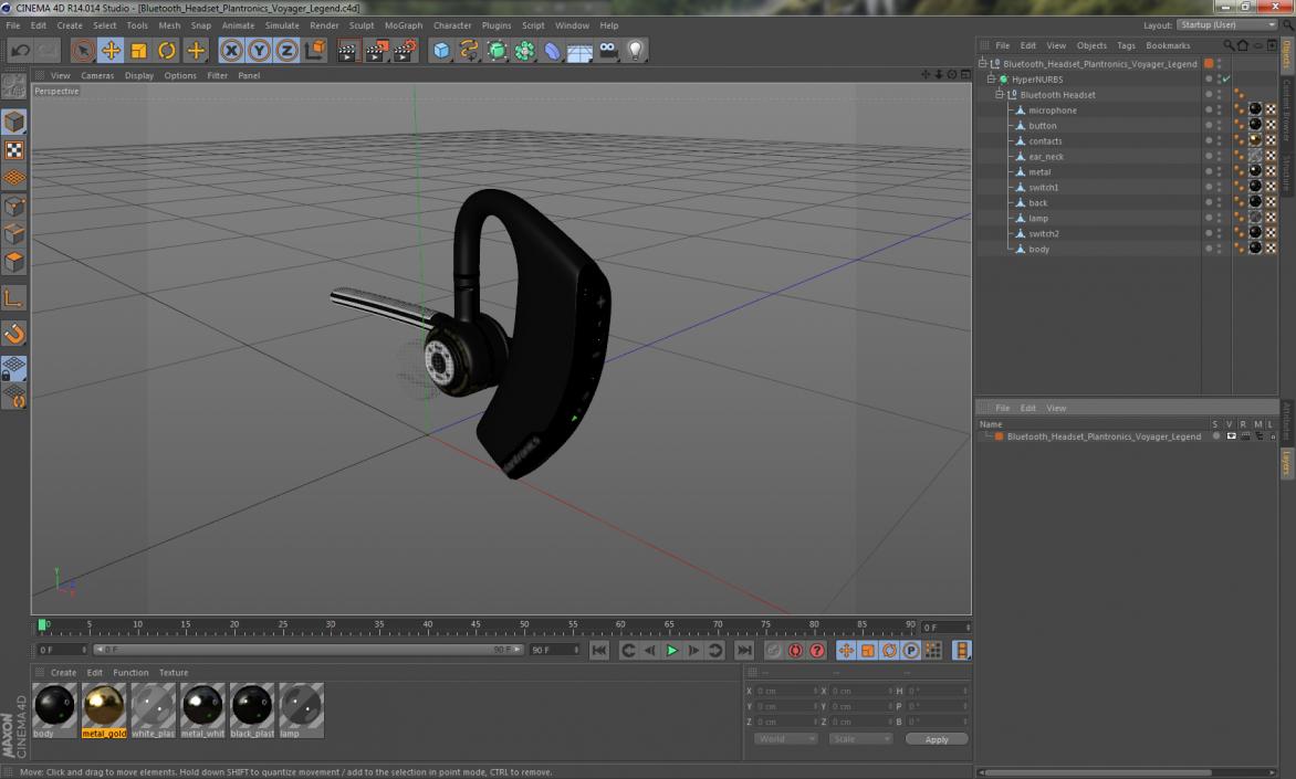 Bluetooth Headset Plantronics Voyager Legend 3D model