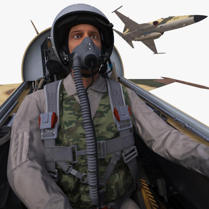 Combat Fighter HESA Saeqeh with Pilot in Flight 3D