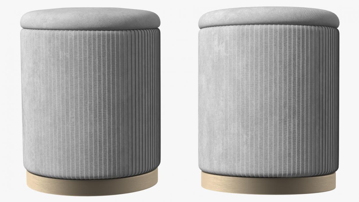 3D Round Fabric Ottoman Stool Grey