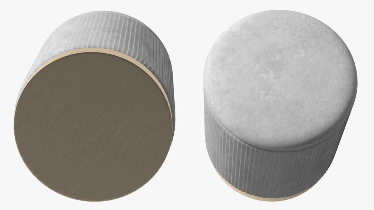 3D Round Fabric Ottoman Stool Grey