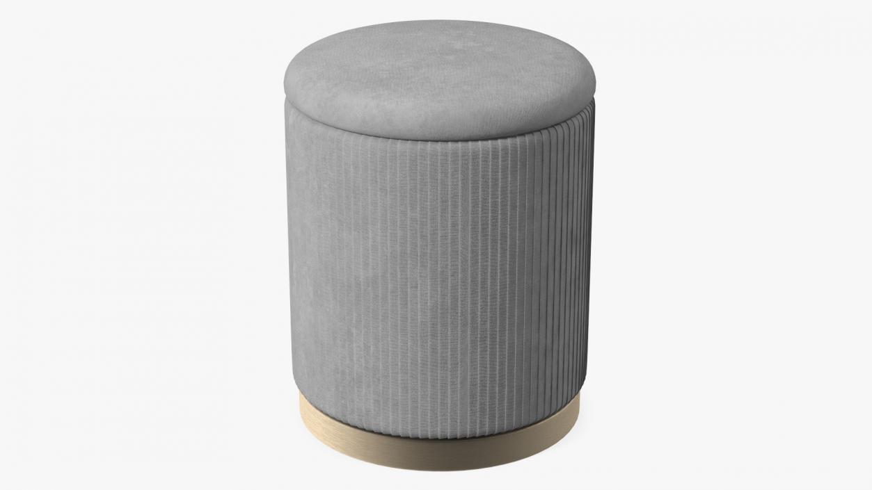 3D Round Fabric Ottoman Stool Grey