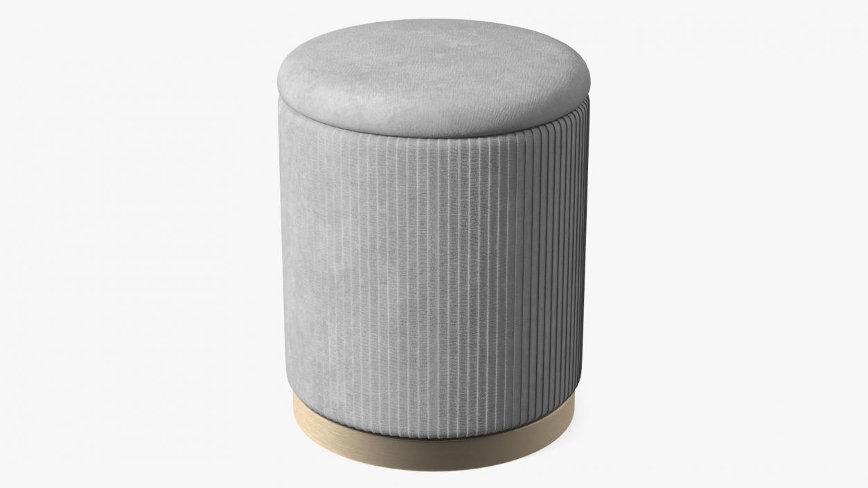 3D Round Fabric Ottoman Stool Grey