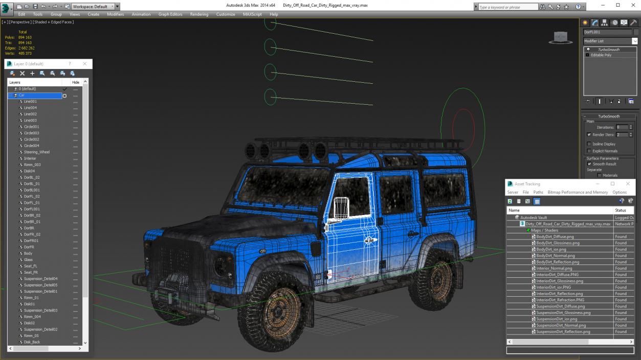 3D model Dirty Off Road Car Rigged