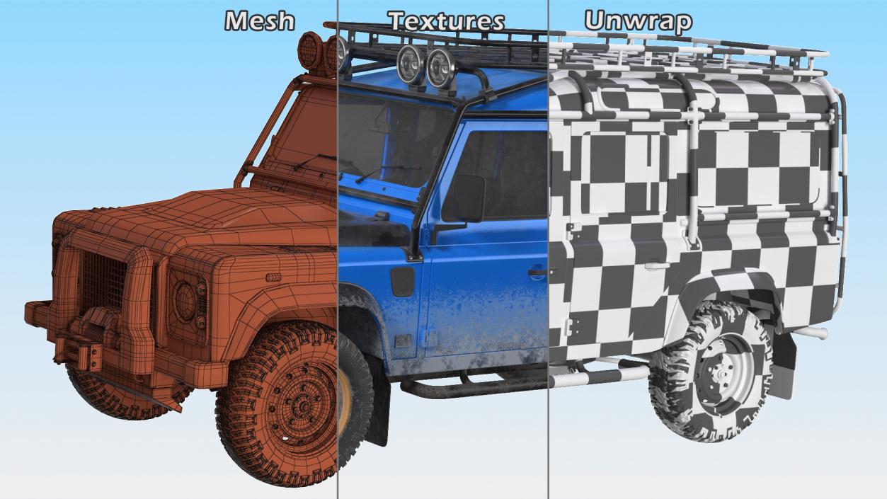 3D model Dirty Off Road Car Rigged