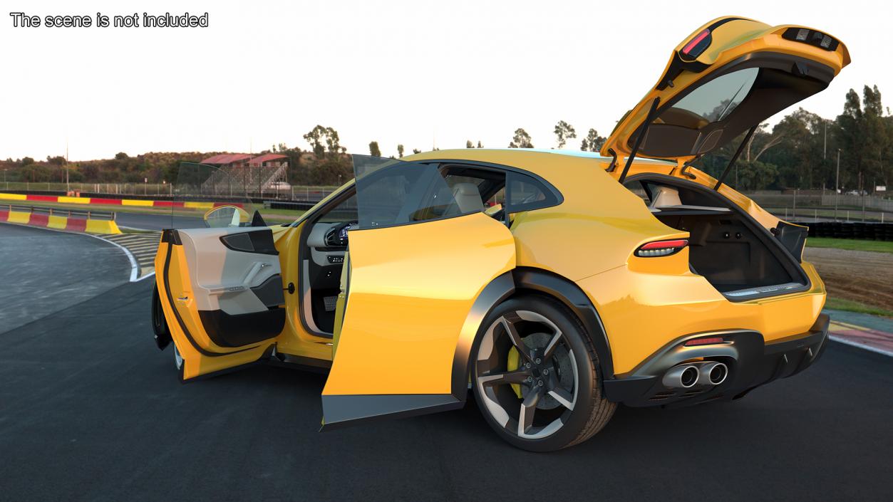 Extreme Crossover Sports Car Yellow Rigged 3D