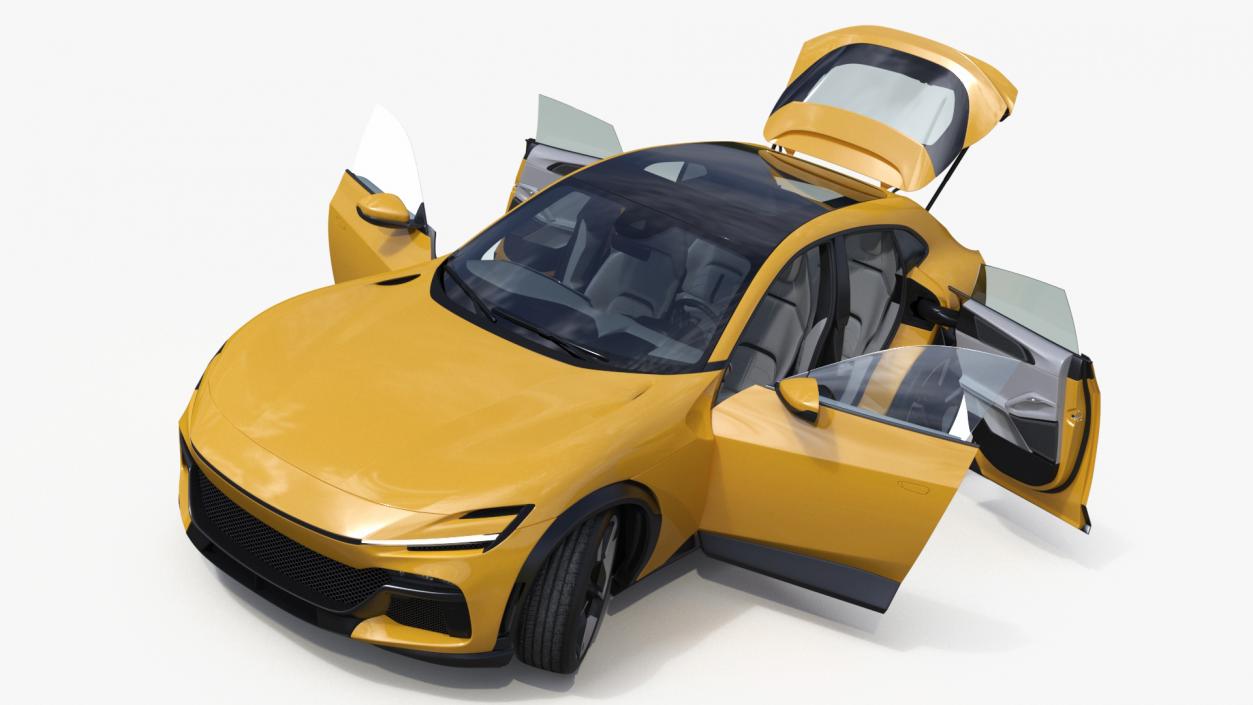 Extreme Crossover Sports Car Yellow Rigged 3D