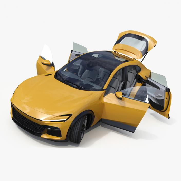 Extreme Crossover Sports Car Yellow Rigged 3D