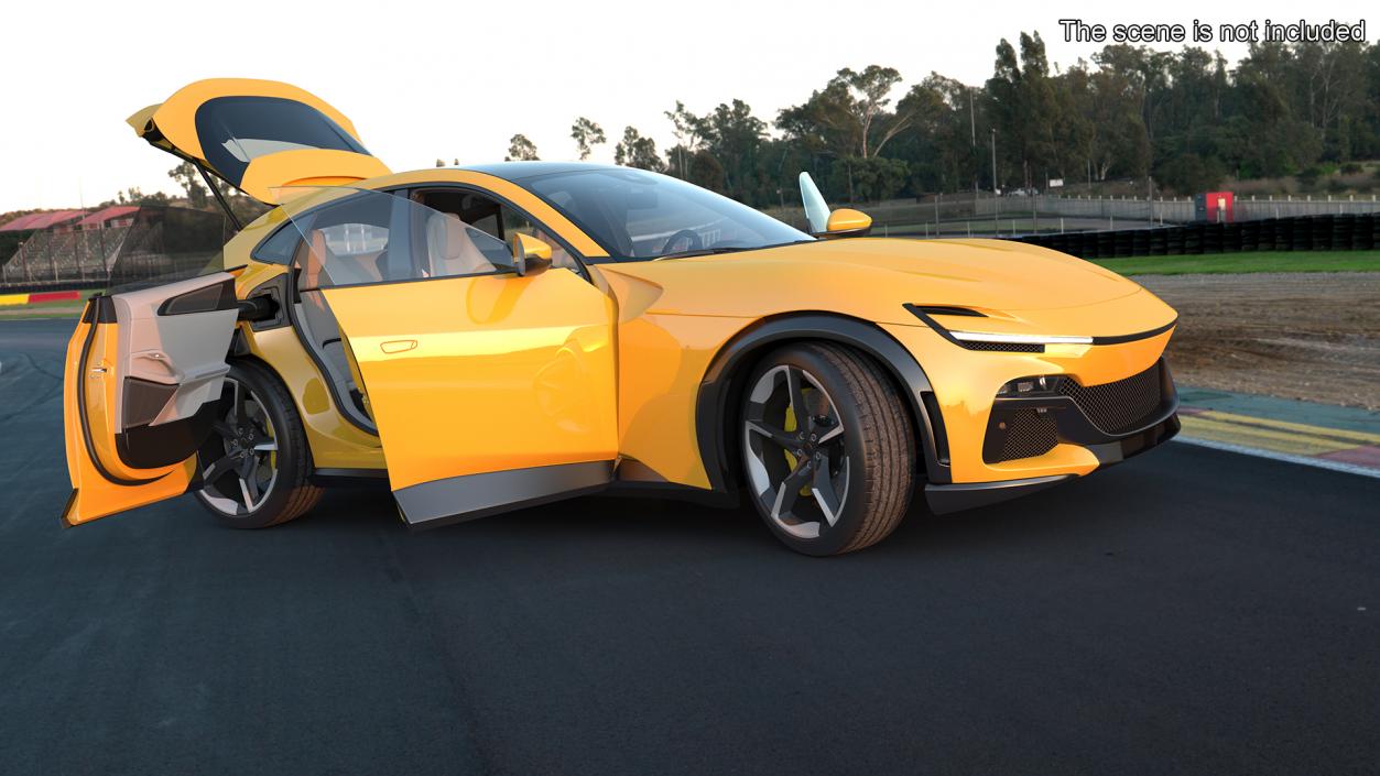 Extreme Crossover Sports Car Yellow Rigged 3D