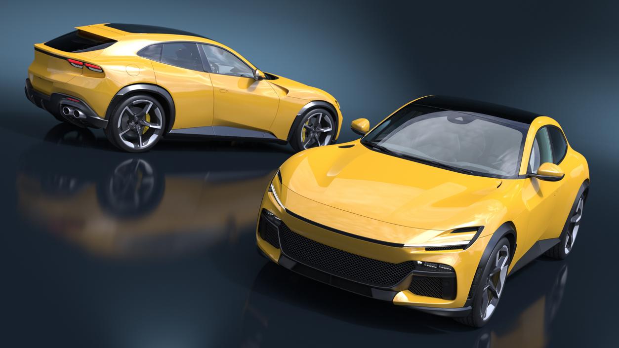 Extreme Crossover Sports Car Yellow Rigged 3D