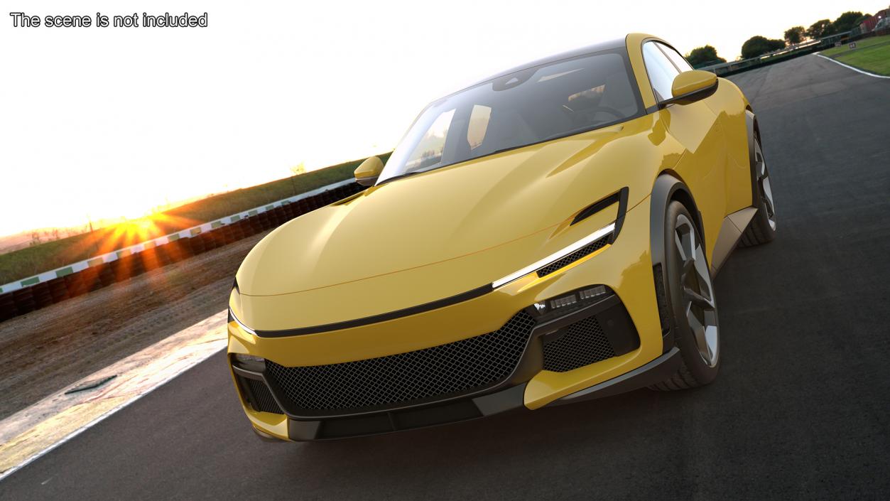 Extreme Crossover Sports Car Yellow Rigged 3D