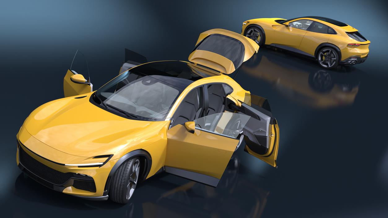 Extreme Crossover Sports Car Yellow Rigged 3D