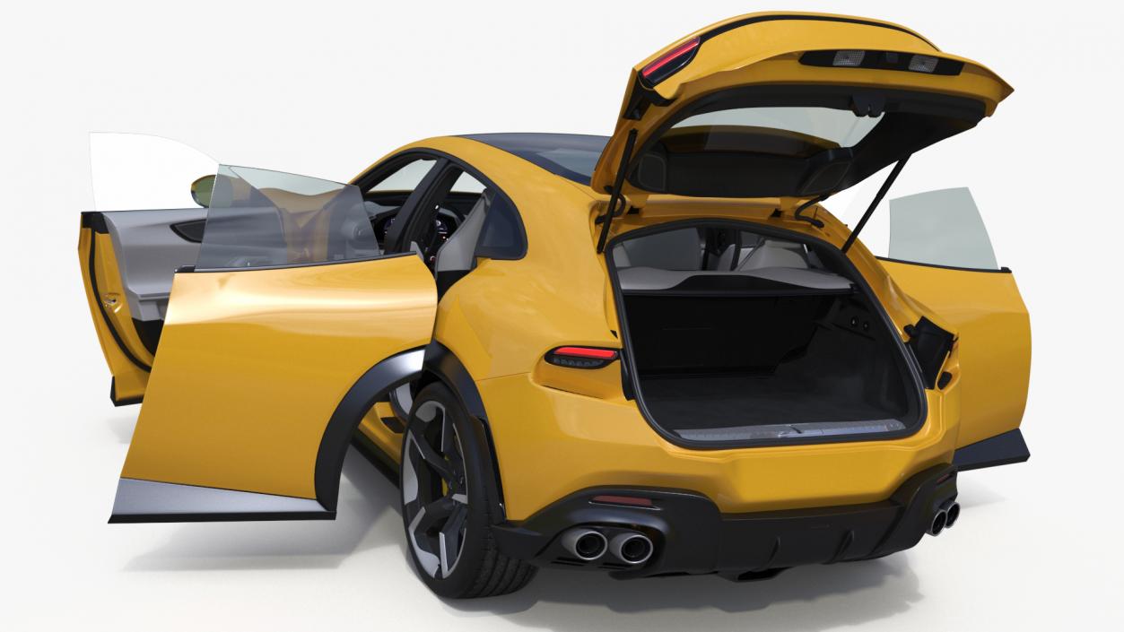 Extreme Crossover Sports Car Yellow Rigged 3D