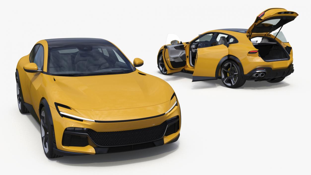 Extreme Crossover Sports Car Yellow Rigged 3D