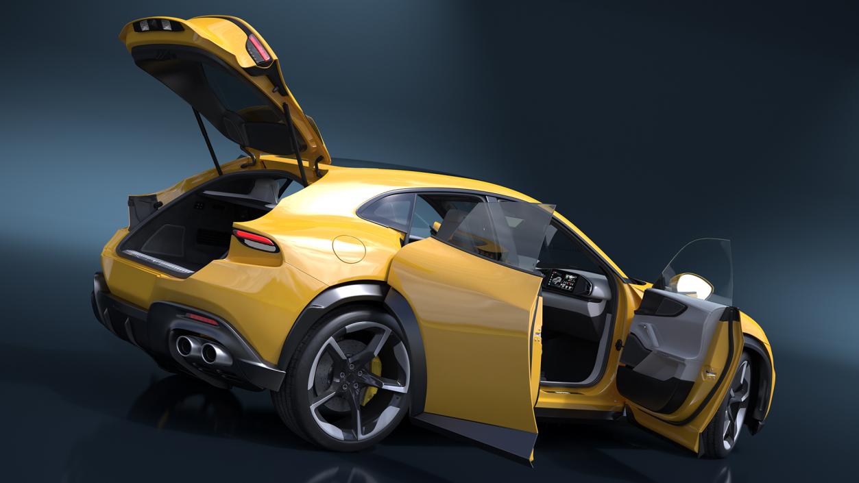 Extreme Crossover Sports Car Yellow Rigged 3D