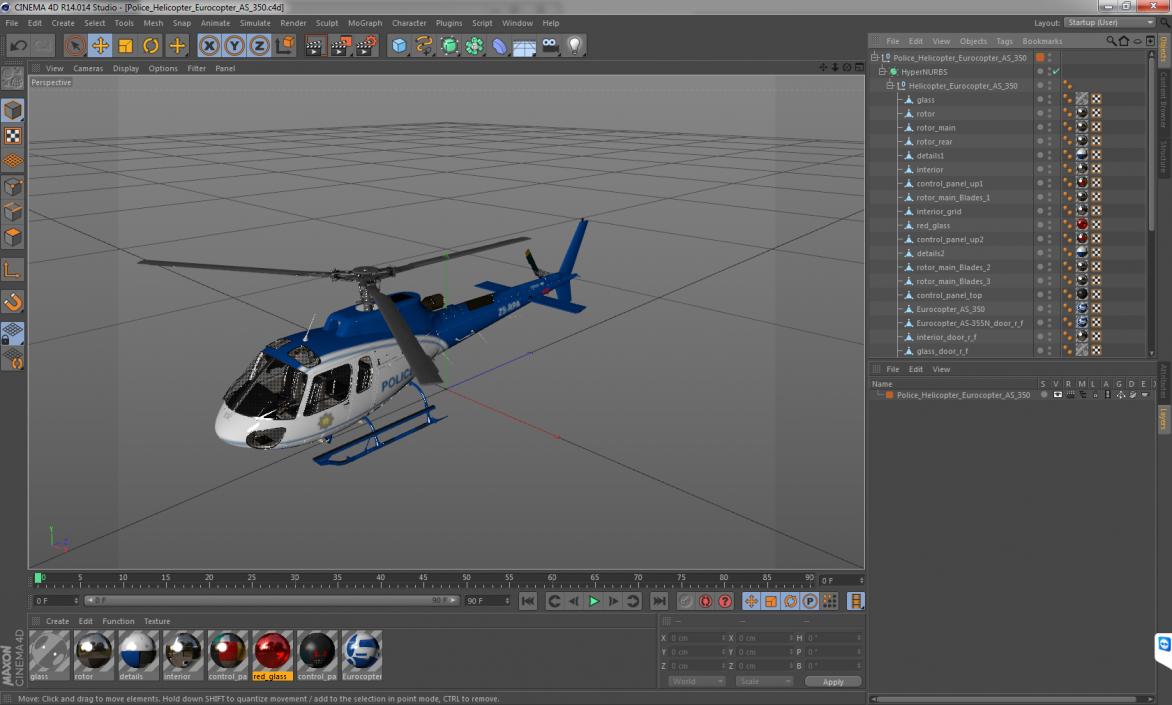 3D model Police Helicopter Eurocopter AS-350