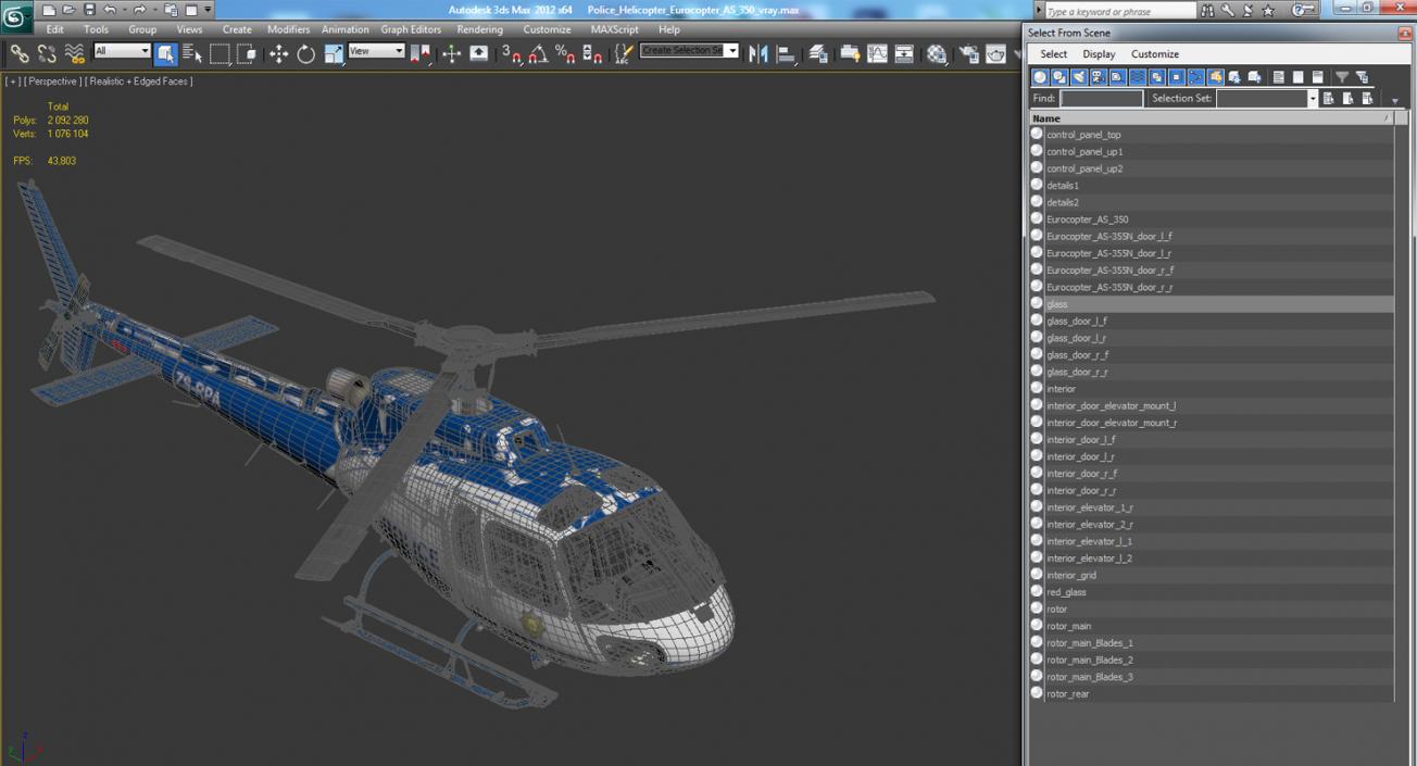 3D model Police Helicopter Eurocopter AS-350