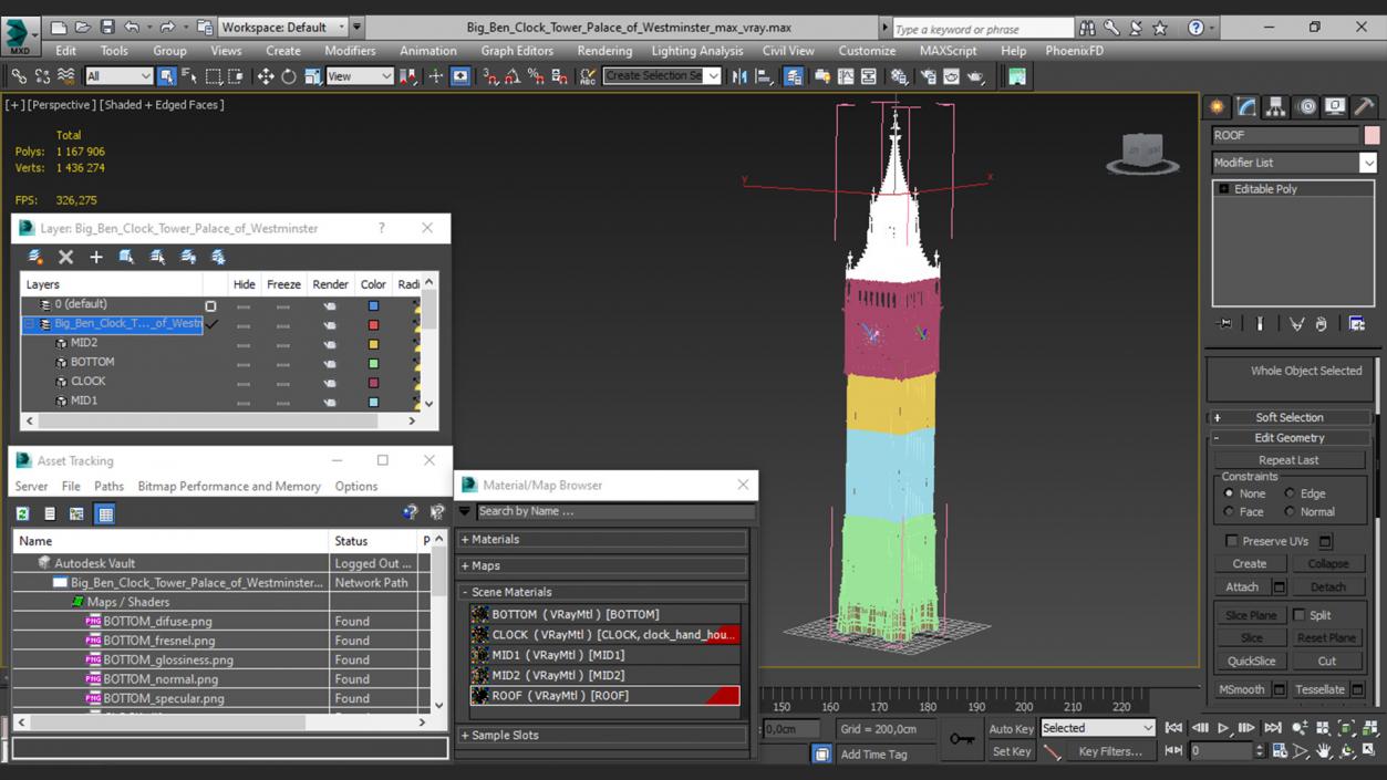 3D Big Ben Clock Tower Palace of Westminster