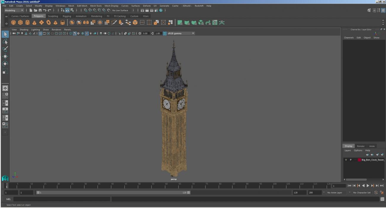 3D Big Ben Clock Tower Palace of Westminster