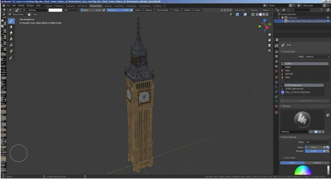 3D Big Ben Clock Tower Palace of Westminster