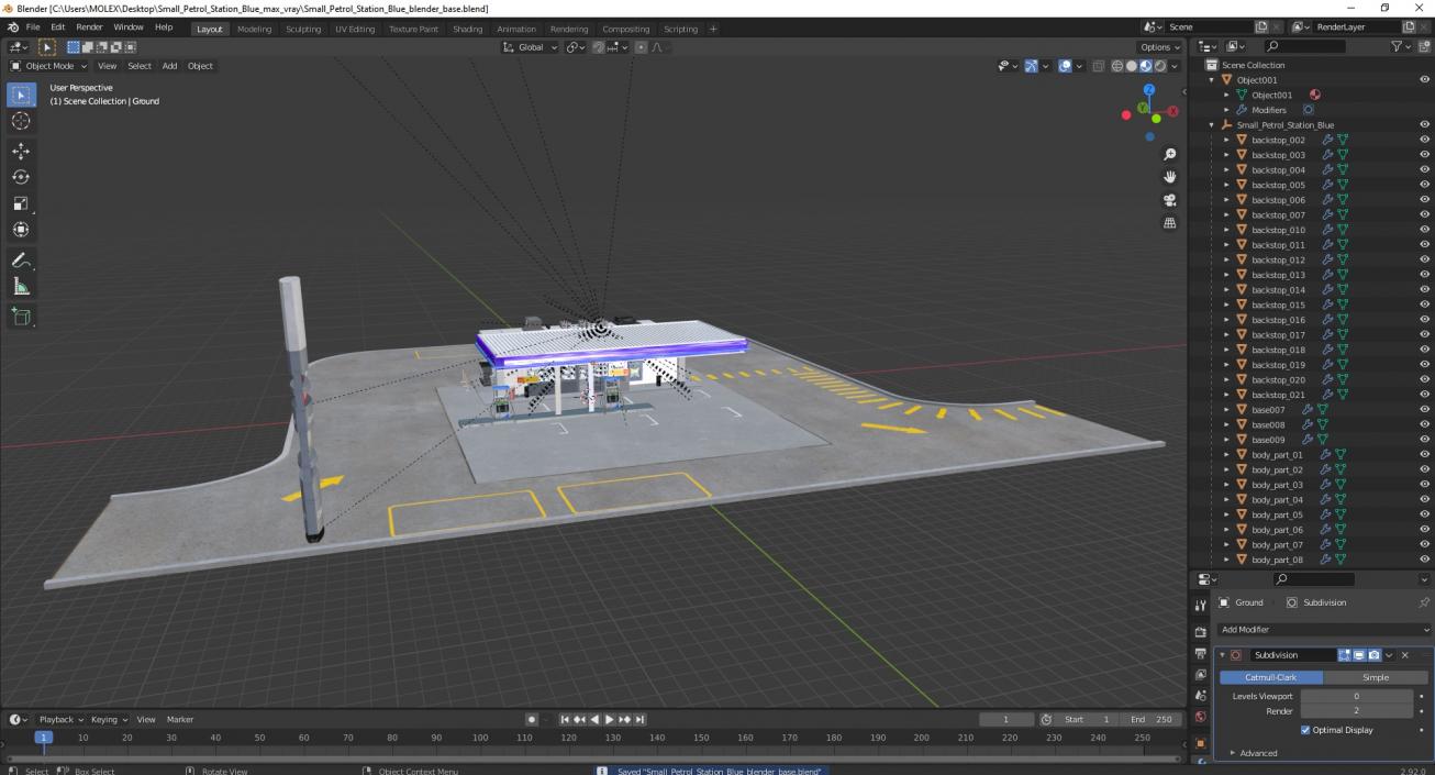 3D model Small Petrol Station Blue