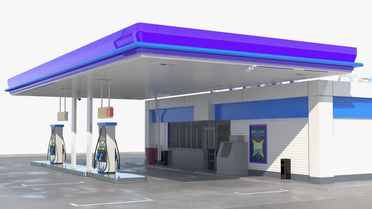 3D model Small Petrol Station Blue