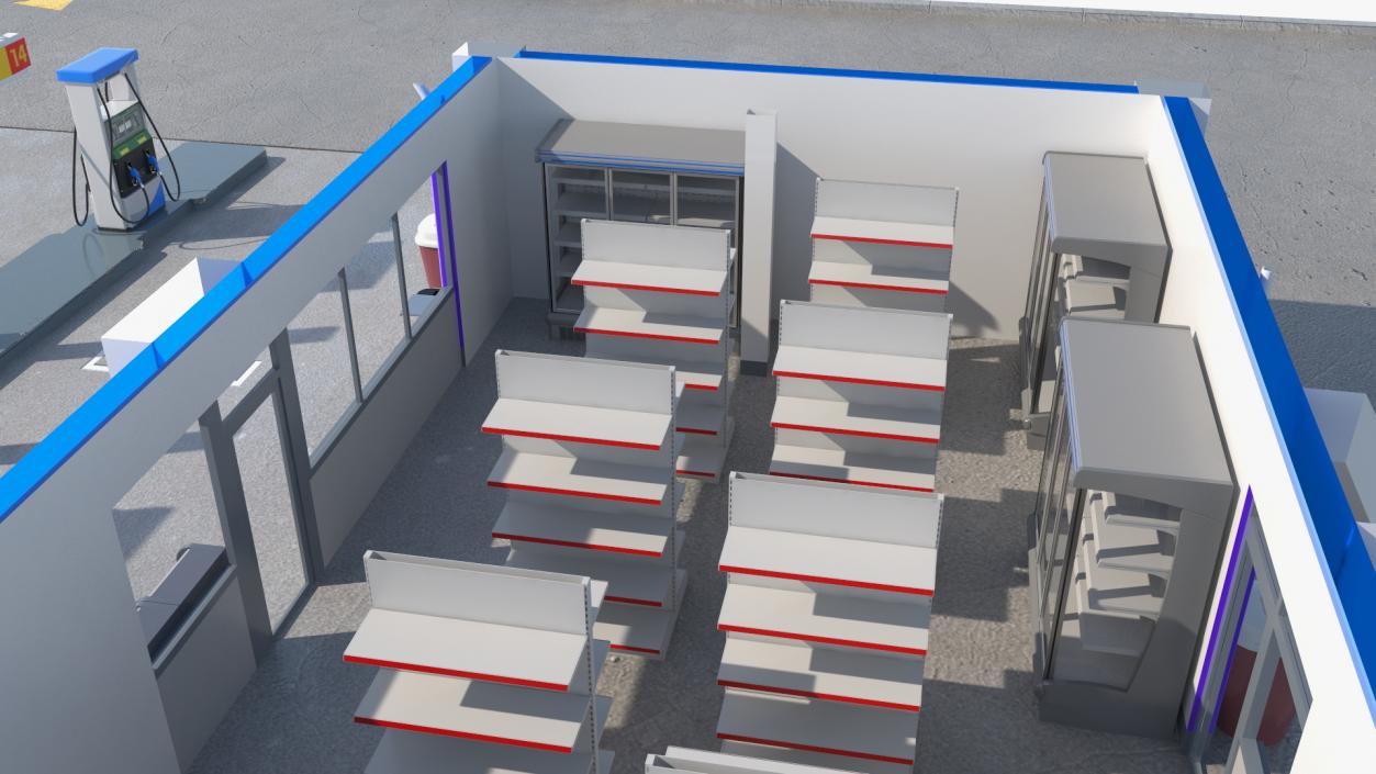 3D model Small Petrol Station Blue