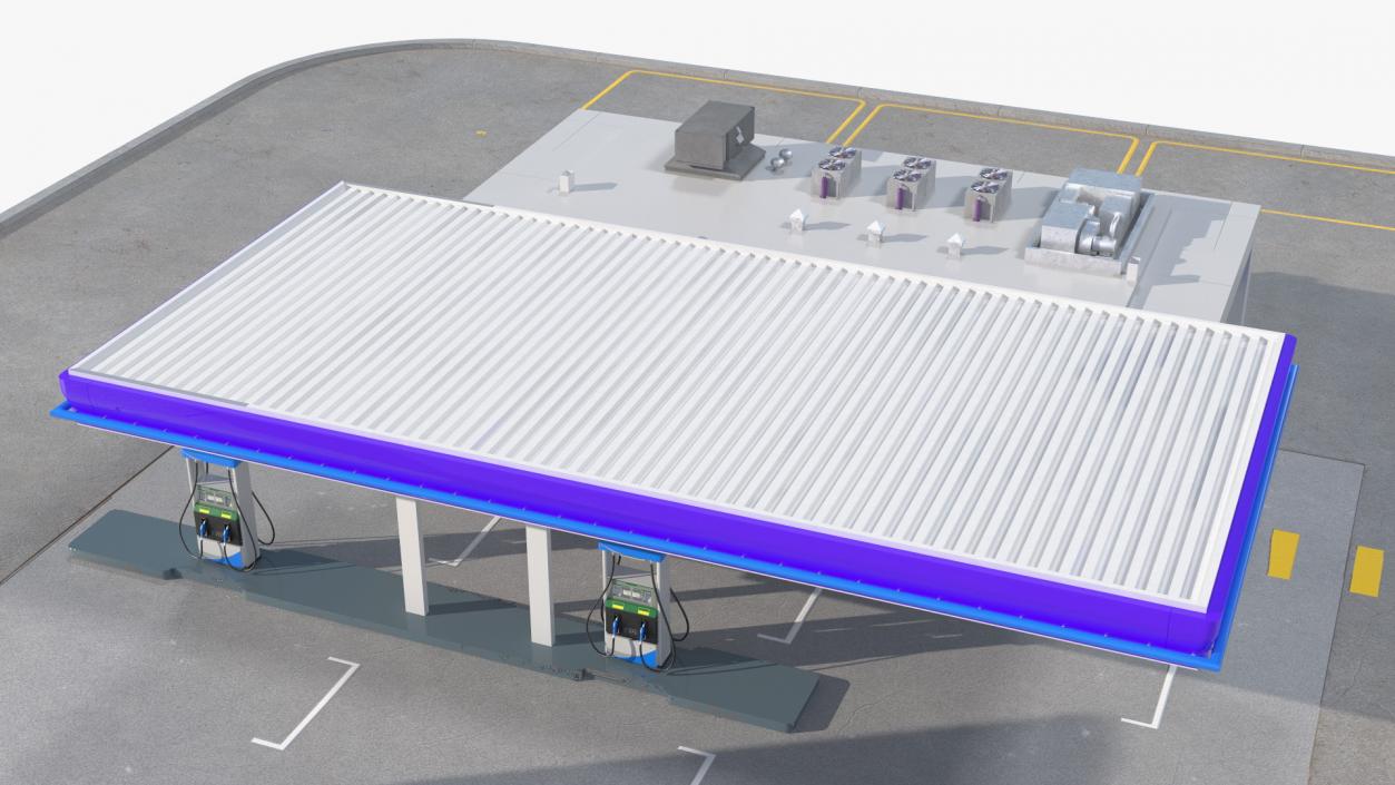 3D model Small Petrol Station Blue