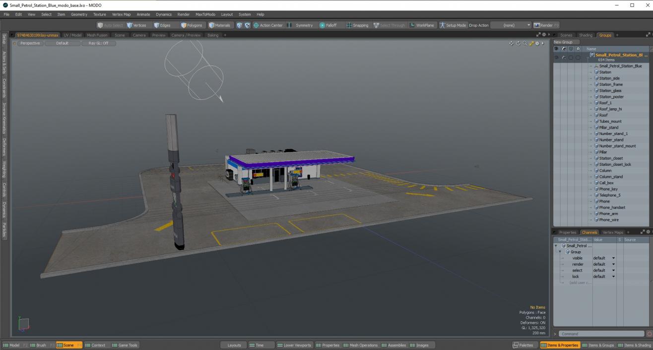 3D model Small Petrol Station Blue