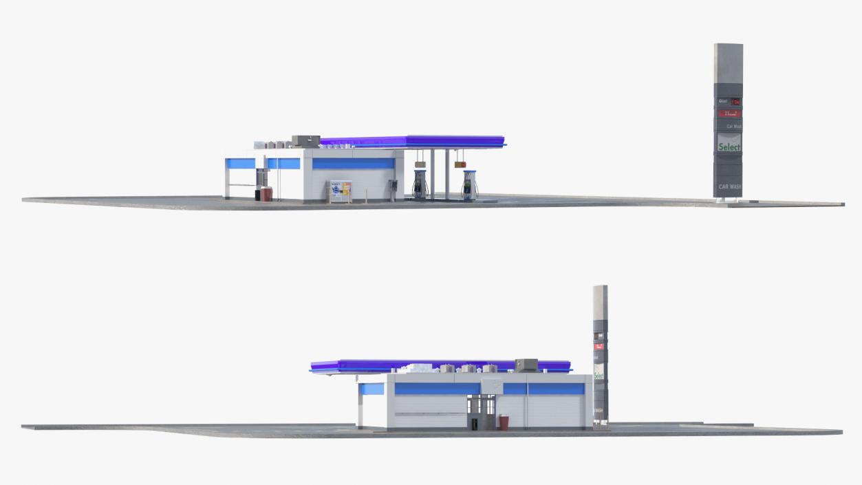 3D model Small Petrol Station Blue