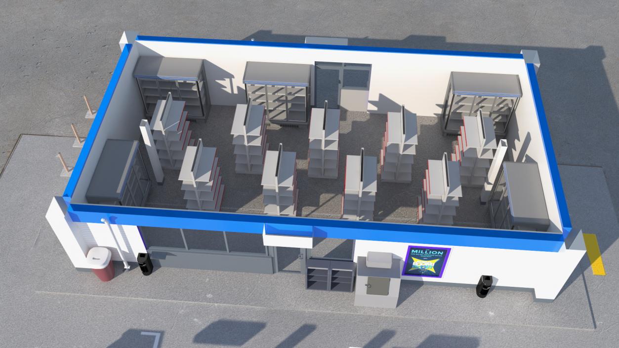 3D model Small Petrol Station Blue