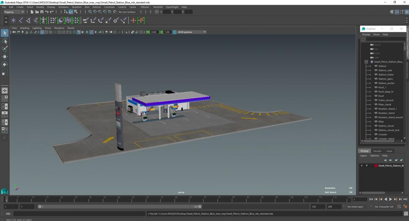 3D model Small Petrol Station Blue