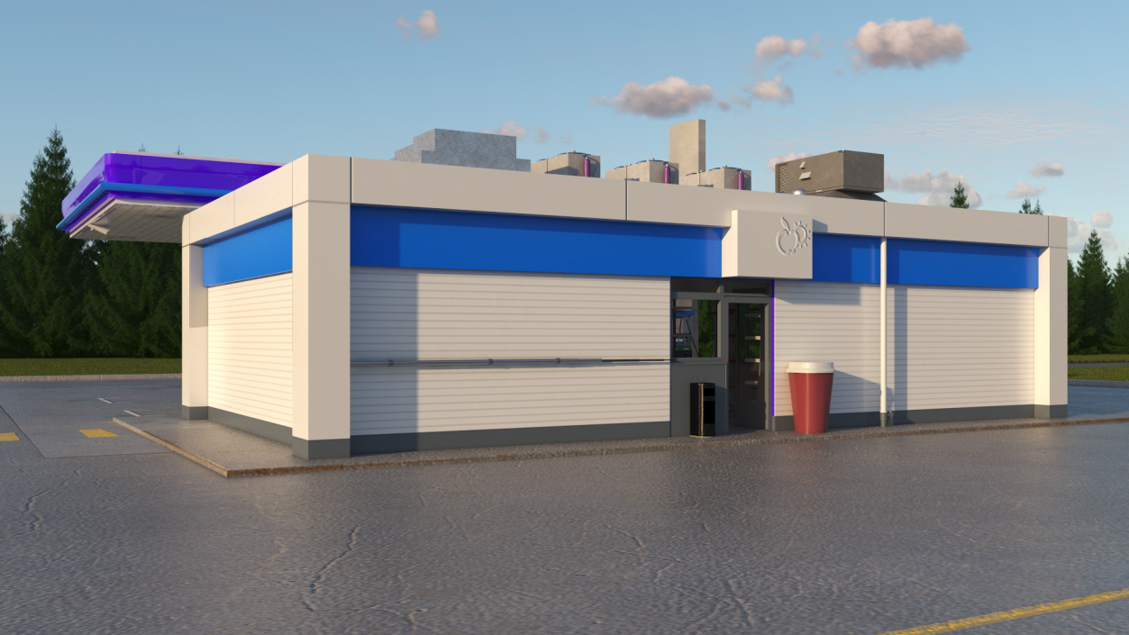 3D model Small Petrol Station Blue