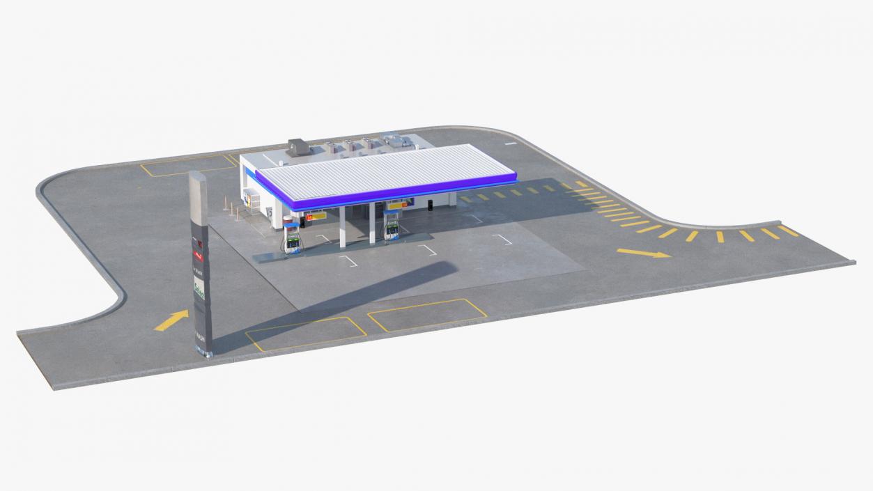 3D model Small Petrol Station Blue