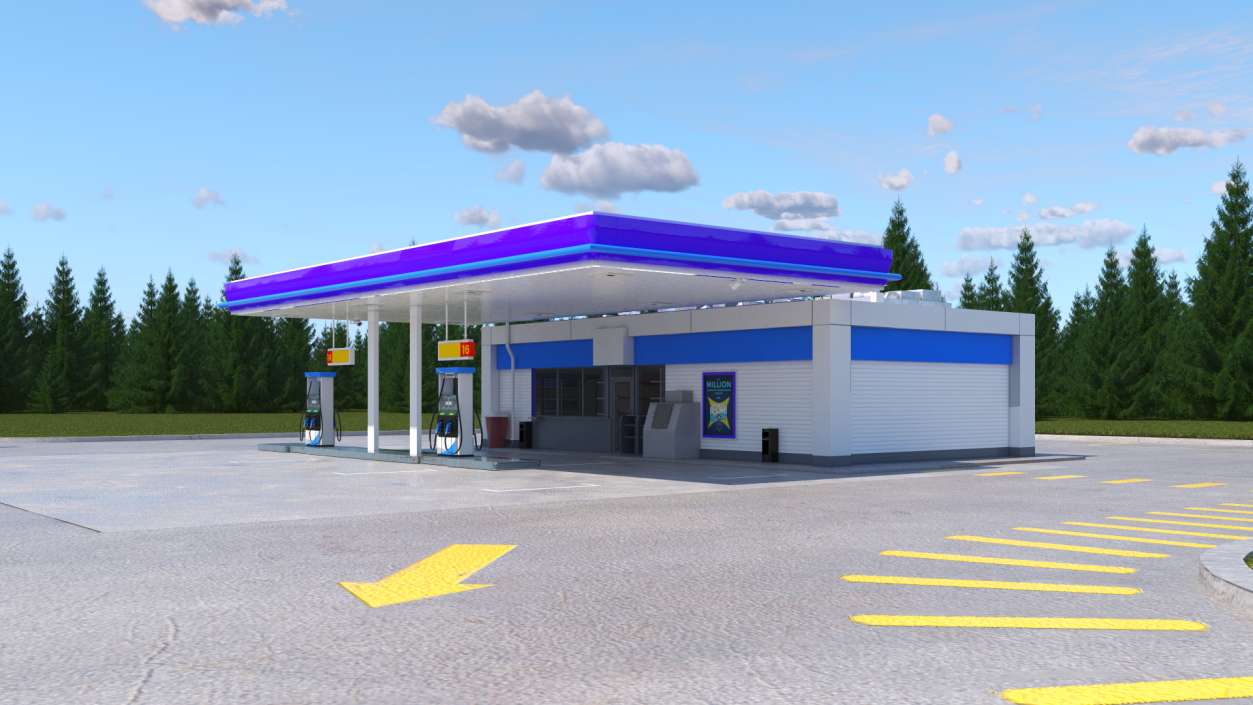 3D model Small Petrol Station Blue