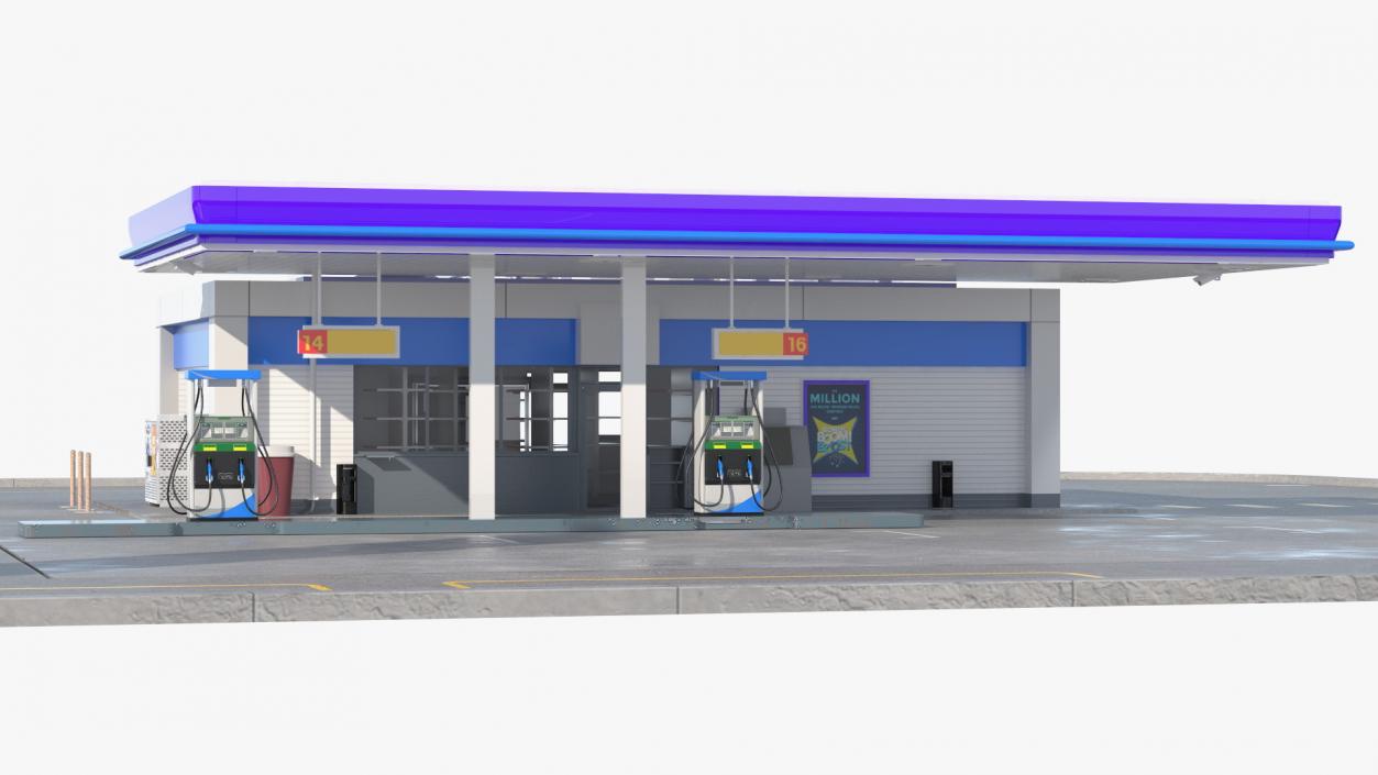 3D model Small Petrol Station Blue