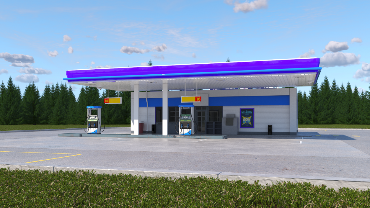 3D model Small Petrol Station Blue