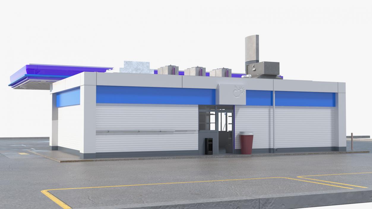 3D model Small Petrol Station Blue