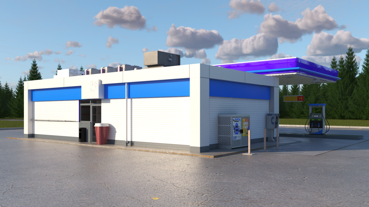 3D model Small Petrol Station Blue