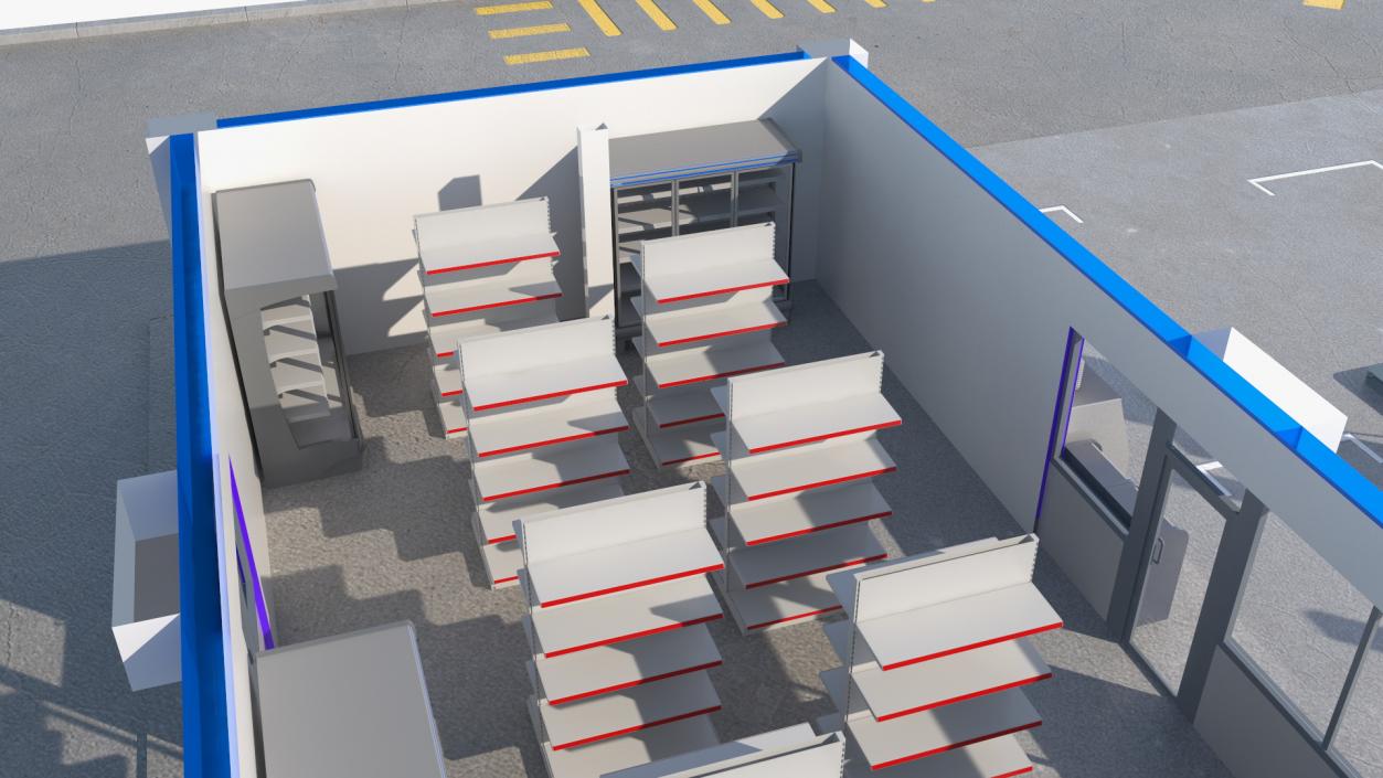 3D model Small Petrol Station Blue