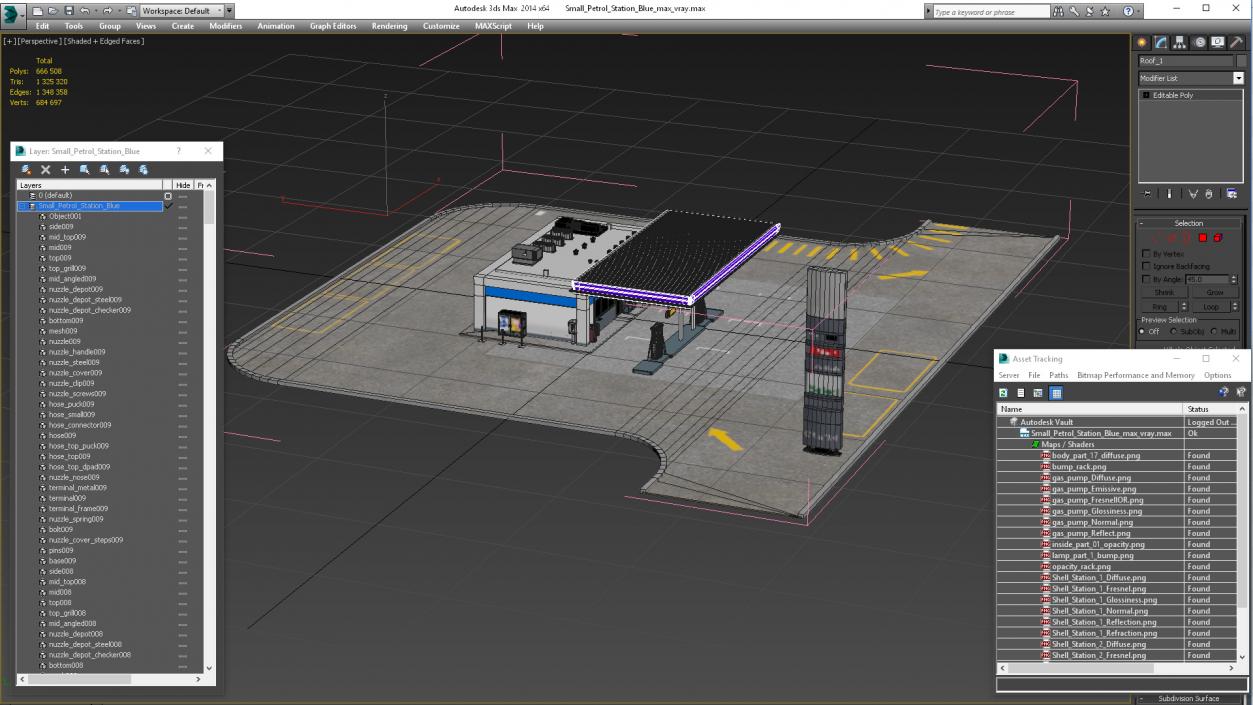 3D model Small Petrol Station Blue