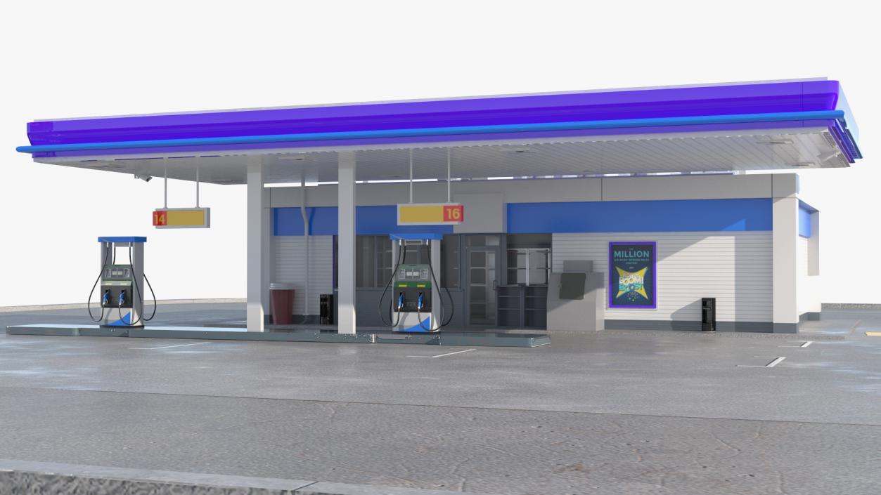 3D model Small Petrol Station Blue